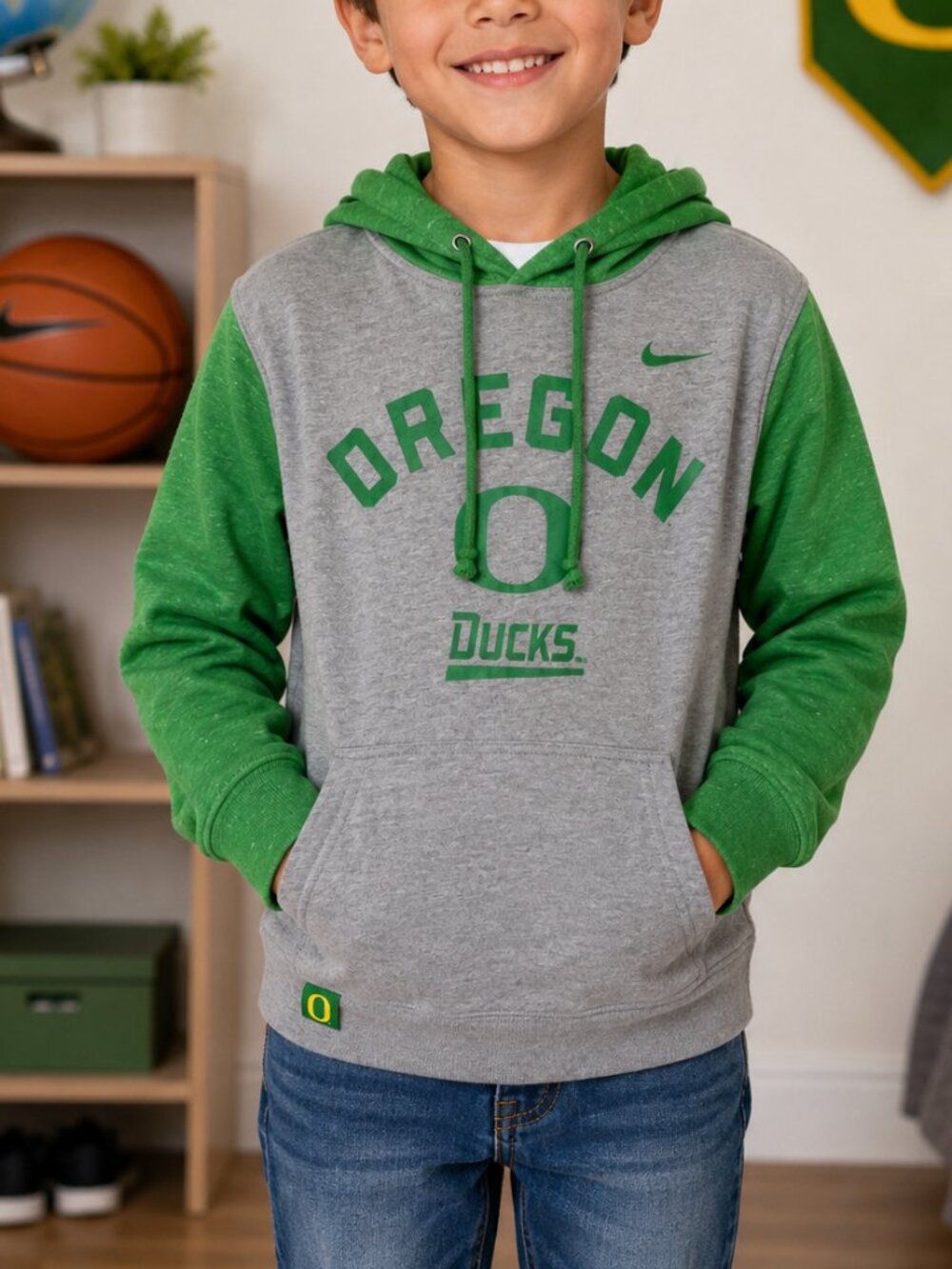 Nike Oregon Ducks Gray & Green Hooded Sweatshirt XS